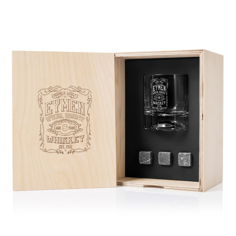 Retro Tasarımlı Ahşap Kutulu Viski Kadeh Seti