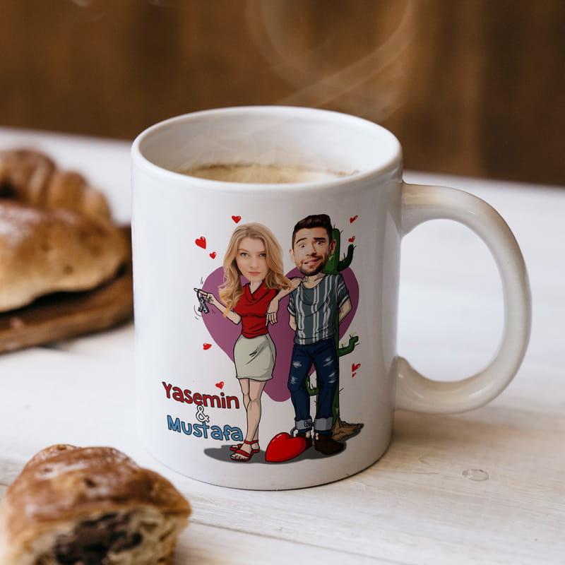 Sevgiliye Hediye Aşk Mahkumu Karikatürlü Kişiye Özel Kupa