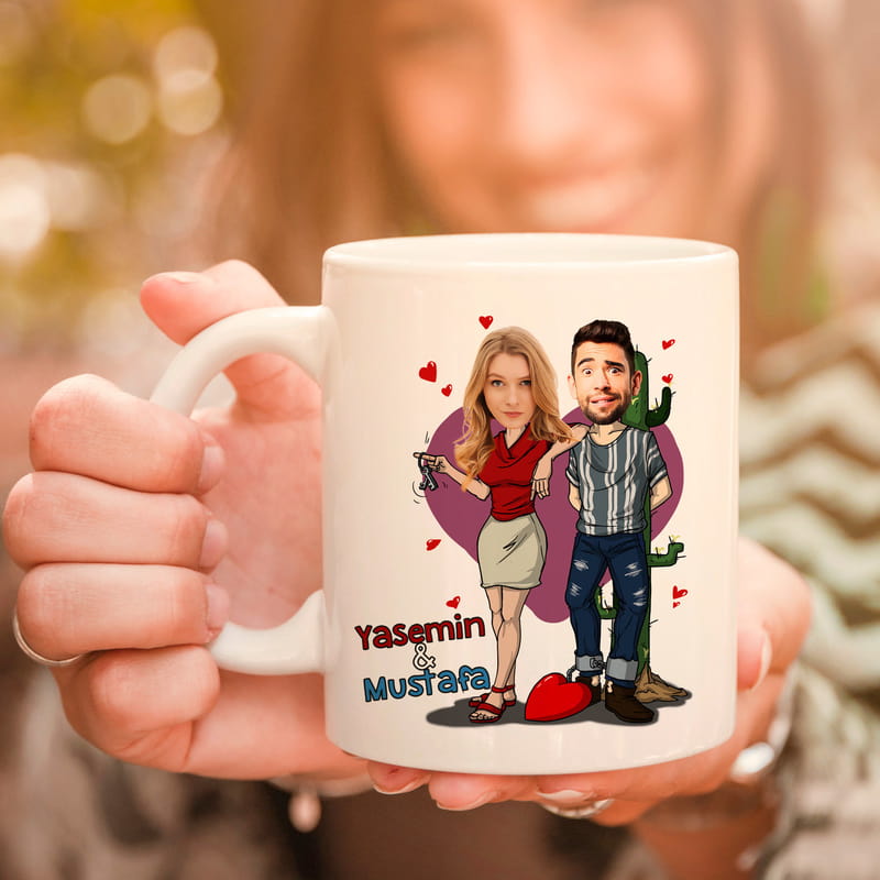 Sevgiliye Hediye Aşk Mahkumu Karikatürlü Kişiye Özel Kupa