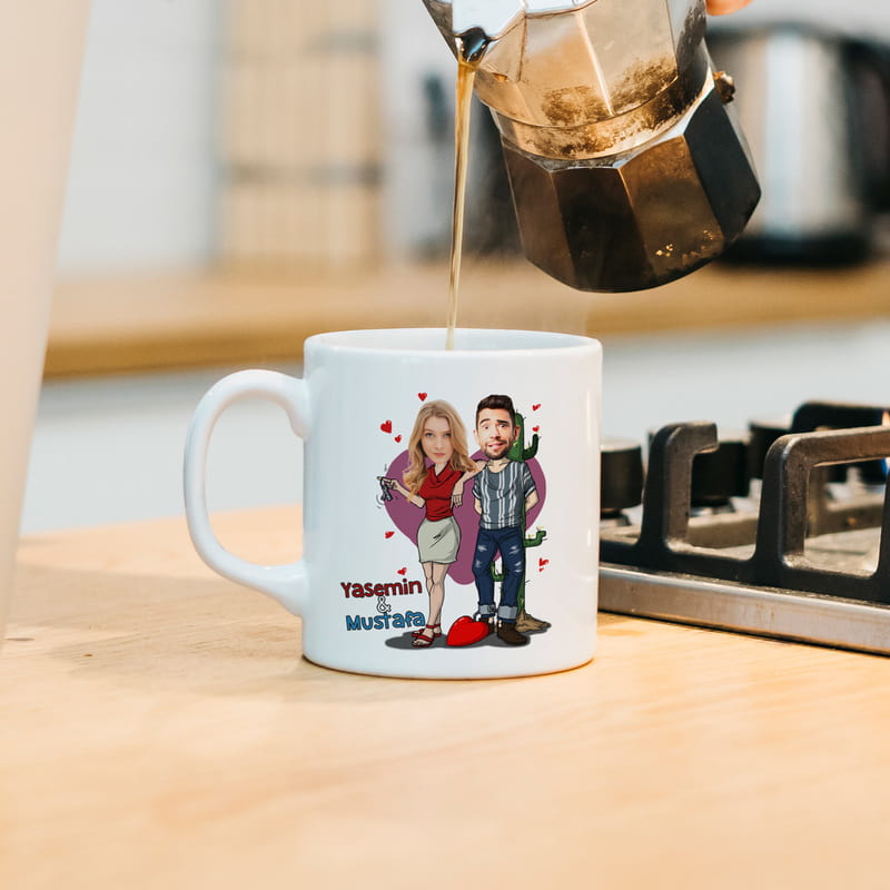 Sevgiliye Hediye Aşk Mahkumu Karikatürlü Kişiye Özel Kupa