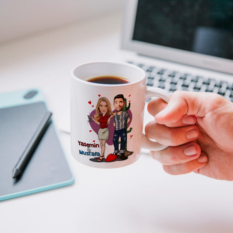 Sevgiliye Hediye Aşk Mahkumu Karikatürlü Kişiye Özel Kupa