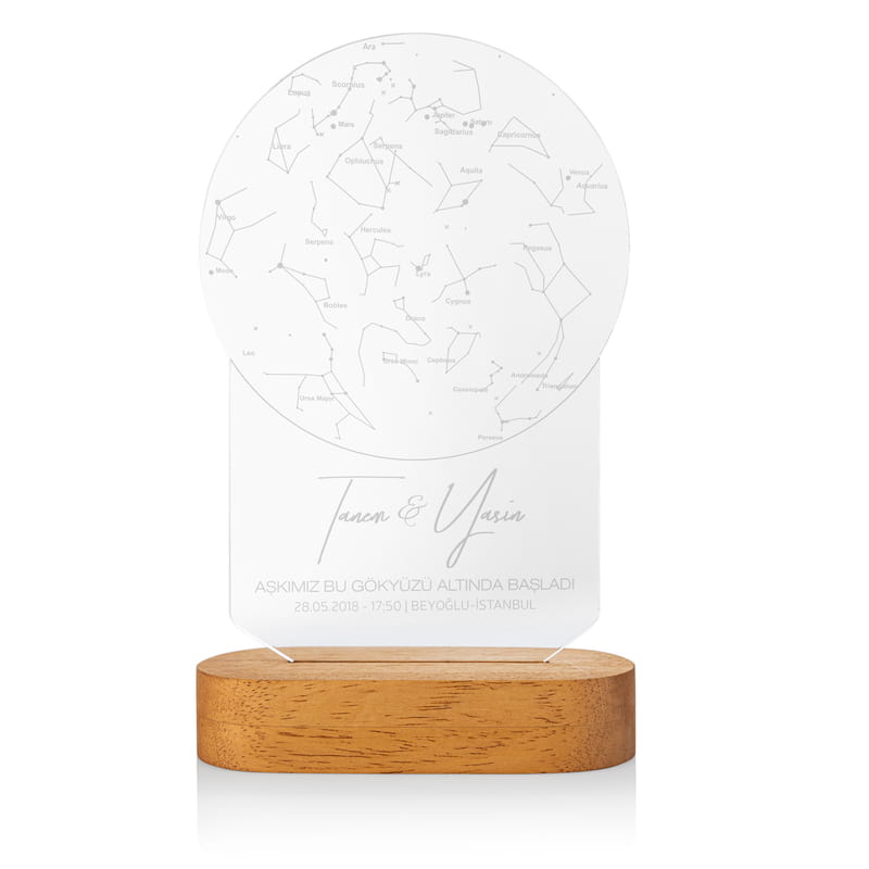 Sevgiliye Hediye Aşkın Yıldız Haritası Led Lamba