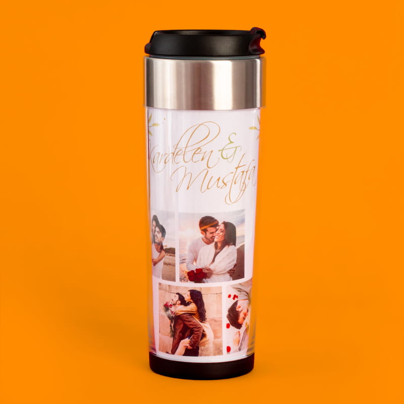 Sevgiliye Hediye Fotoğraf Baskılı İsme Özel Termos