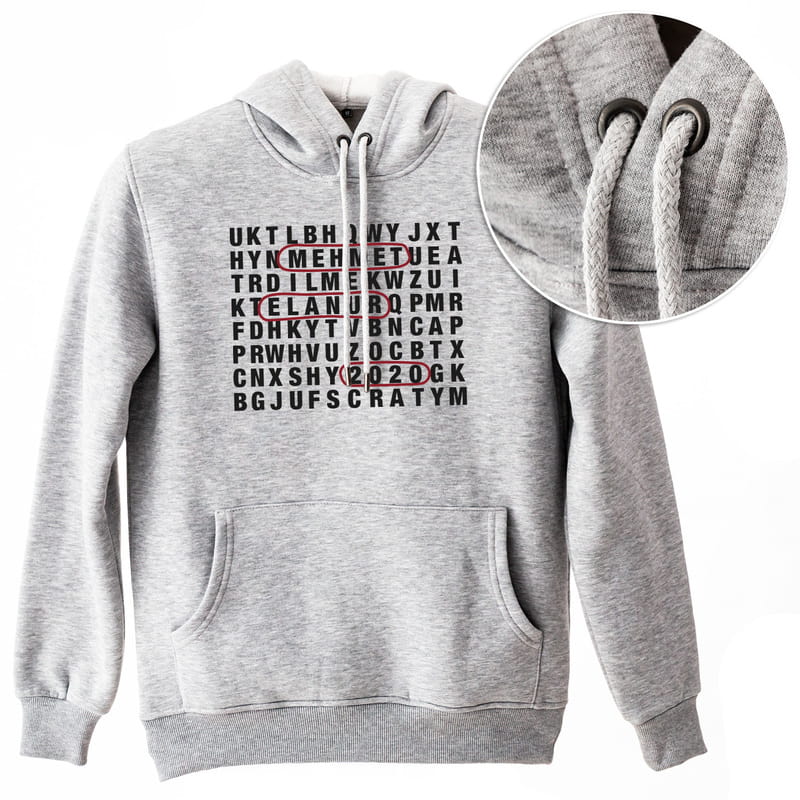 Sevgiliye Hediye Kelime Oyunu Baskılı Kapşonlu Sweatshirt - %100 Pamuklu Kumaş