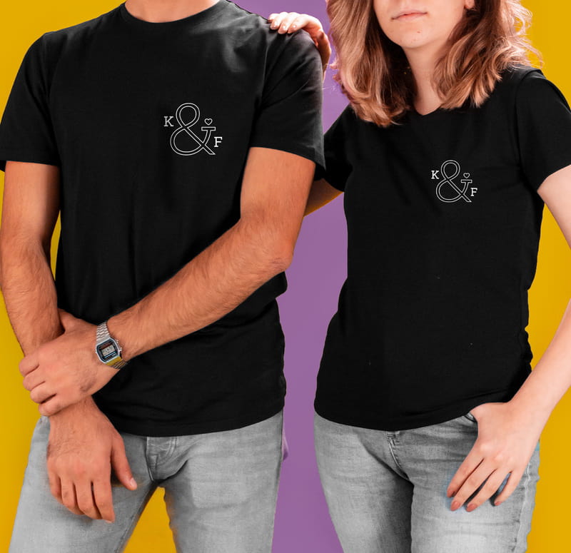 Sevgiliye Hediye Minimal Harf Tasarımlı Sevgili Tişört Kombini - %100 Pamuklu Kumaş