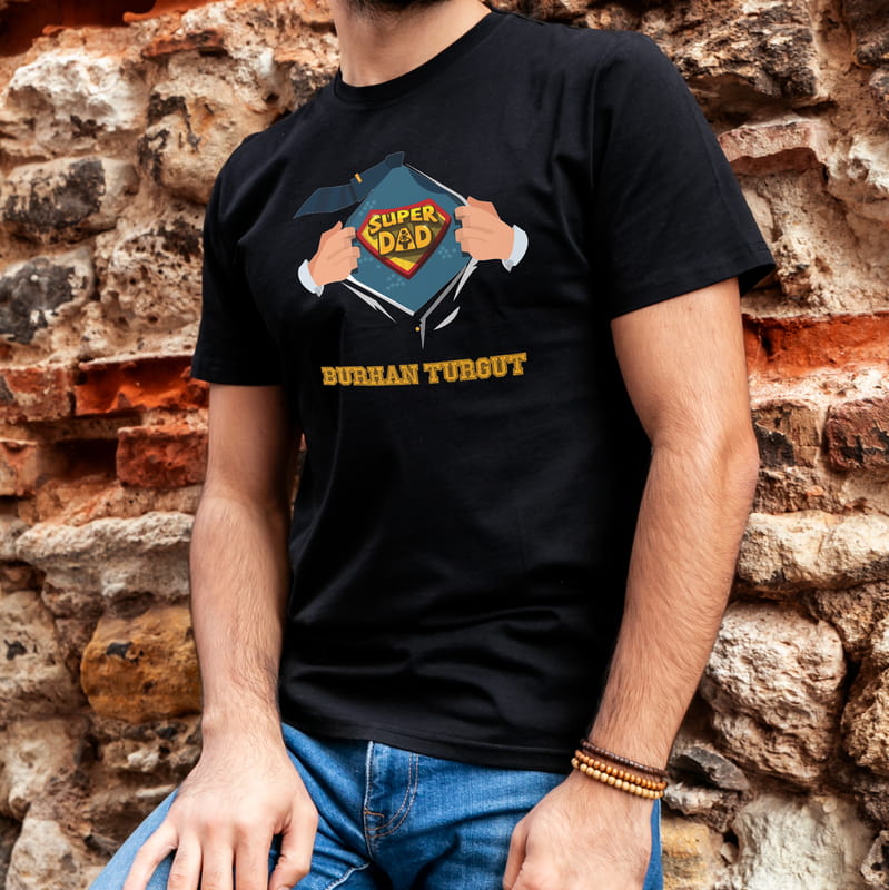 Süper Baba Tasarımlı Babalar Günü Hediyesi Tişört - %100 Pamuklu Kumaş