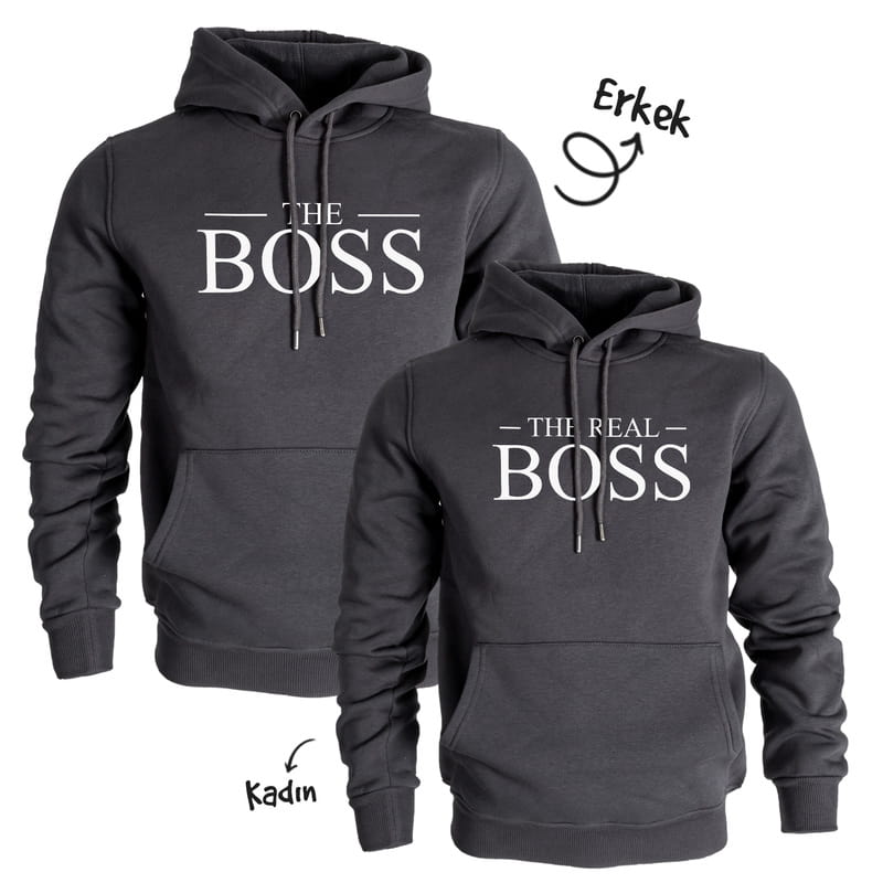 The Boss Kapşonlu Sweatshirt Sevgili Kombini - %100 Pamuklu Kumaş