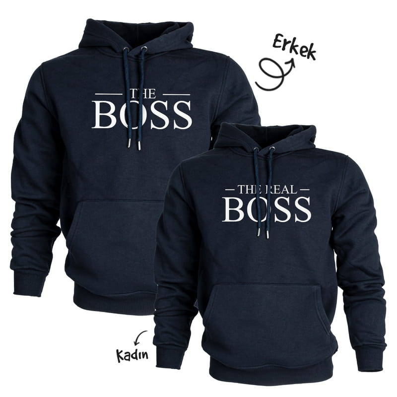 The Boss Kapşonlu Sweatshirt Sevgili Kombini - %100 Pamuklu Kumaş