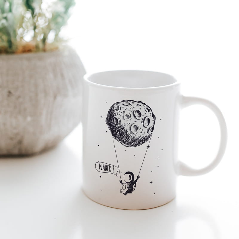 Uzay Tasarımlı Kişiye Özel Mesajlı Kupa