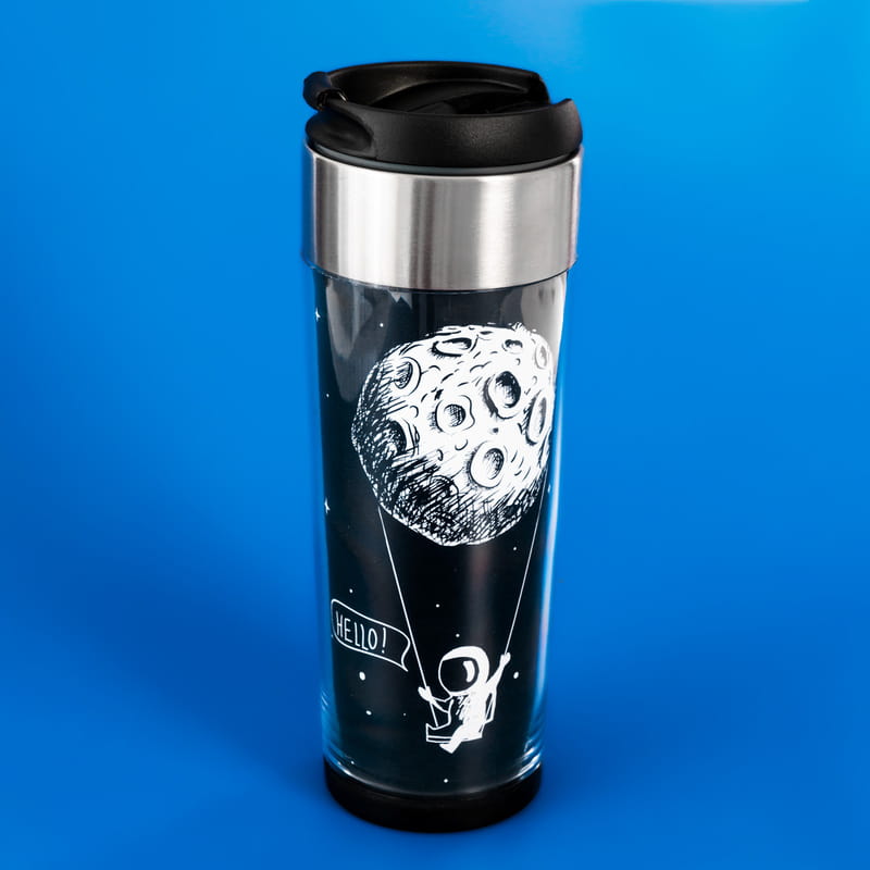 Uzay Tasarımlı Kişiye Özel Mesajlı Termos