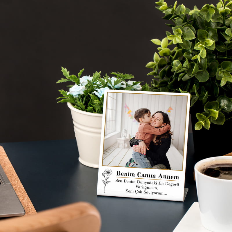 Anne Sevgim Mesaj & Fotoğraflı Hediye Metal Foto