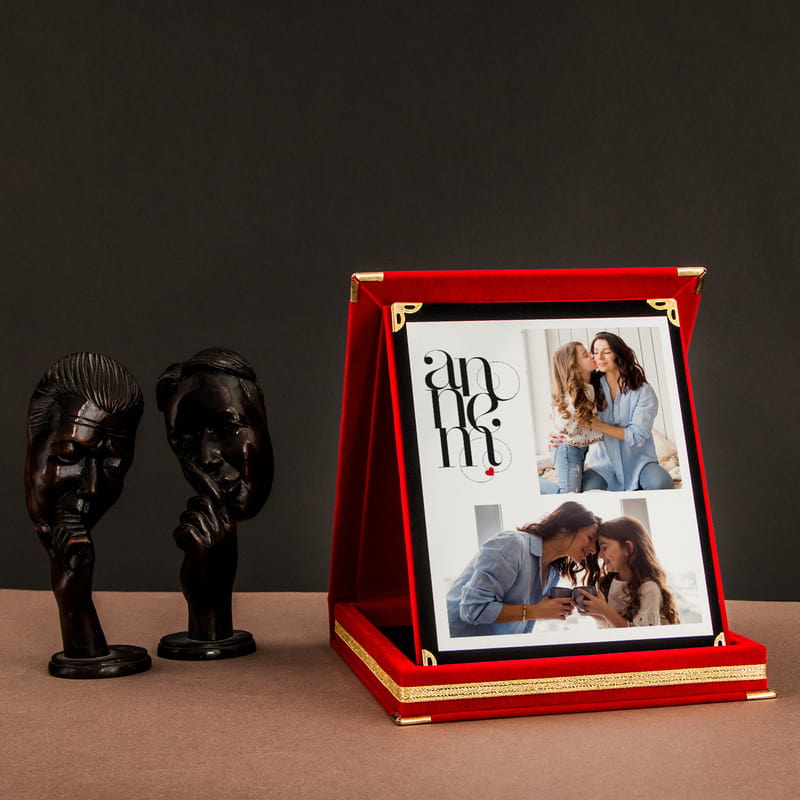 Annem Mesajlı Fotoğraf Kolajlı Kadife Plaket