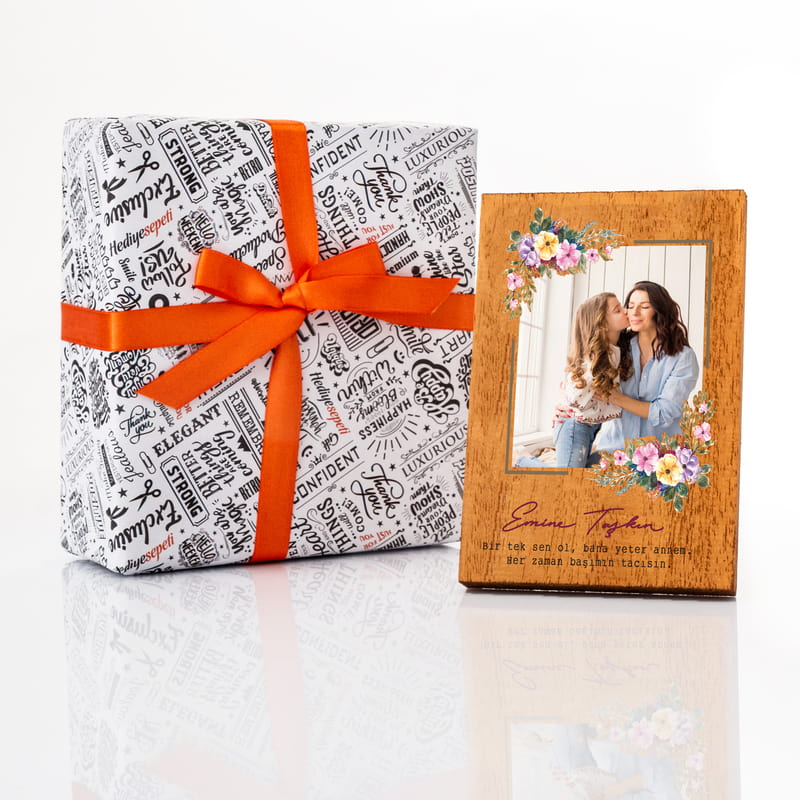 Anneye Hediye Fotoğraf Baskılı Masif Çerçeve