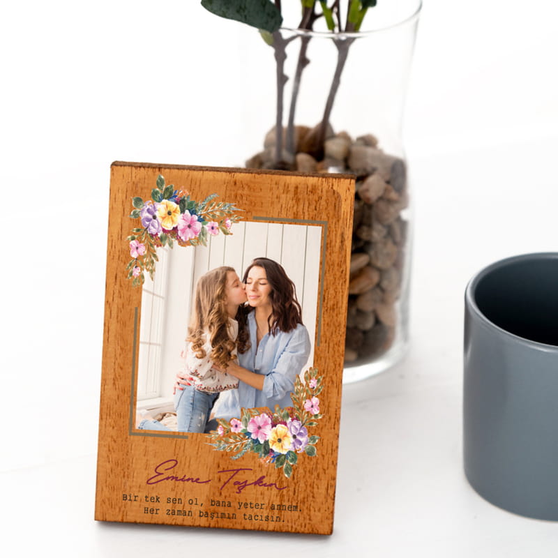 Anneye Hediye Fotoğraf Baskılı Masif Çerçeve