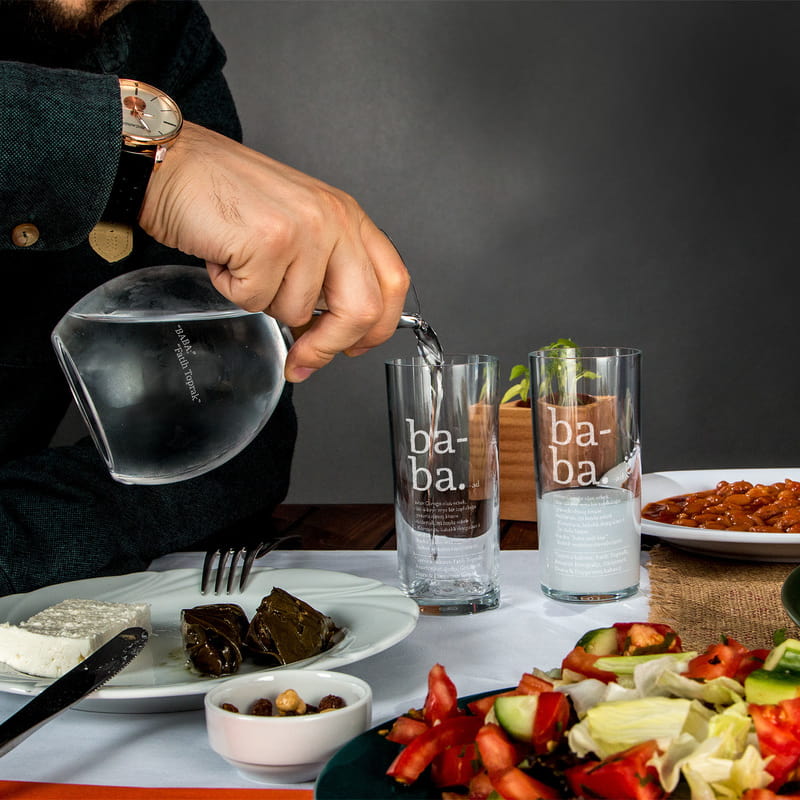 Baba Tanımı Tasarımlı İsme Özel Ahşap Kutulu Rakı Seti