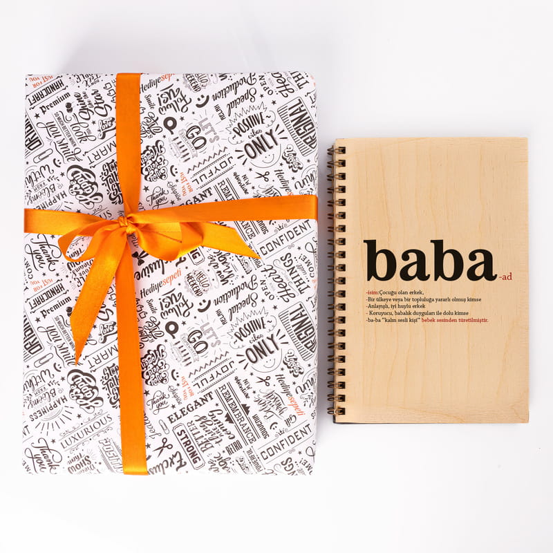 Babalar Günü Hediyesi Ahşap Kapaklı Defter