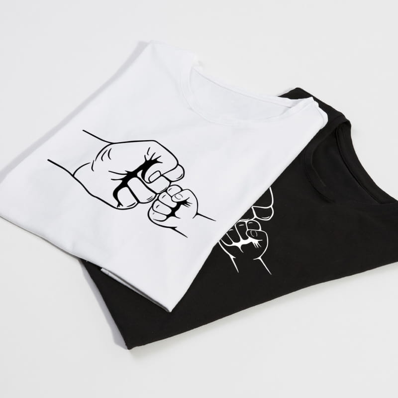 Baba Çocuk Güçlü İkili Tişört Kombini - %100 Pamuklu Kumaş