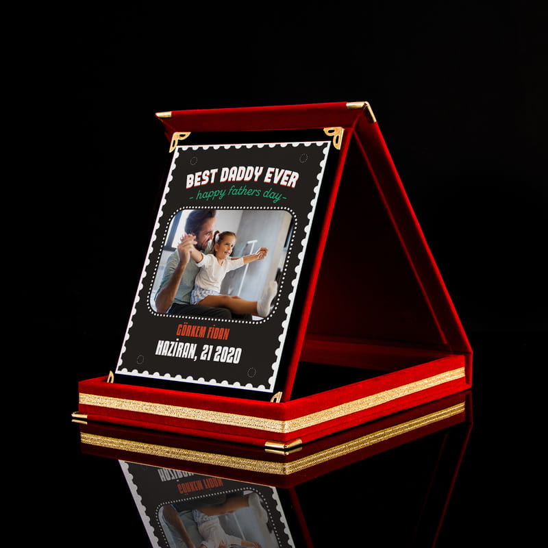 Babalar Günü Hediyesi Fotoğraf Baskılı Kadife Plaket