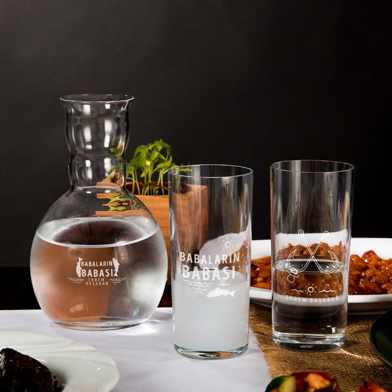 Babaların Babası İsme Özel Ahşap Kutulu Rakı Seti