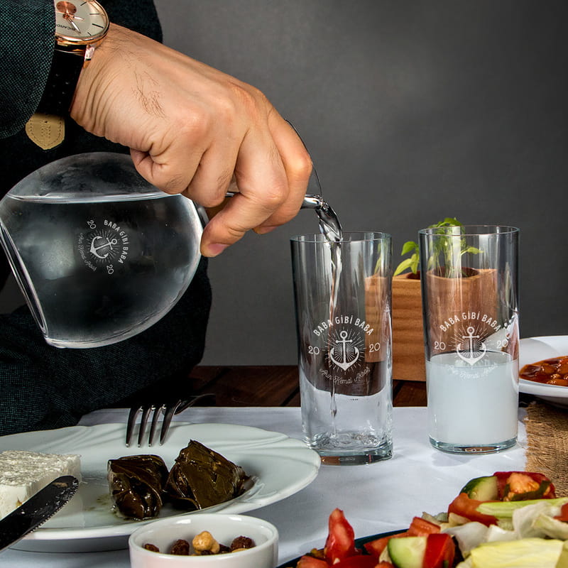 Babaya Hediye İsme Özel Ahşap Kutulu Rakı Seti