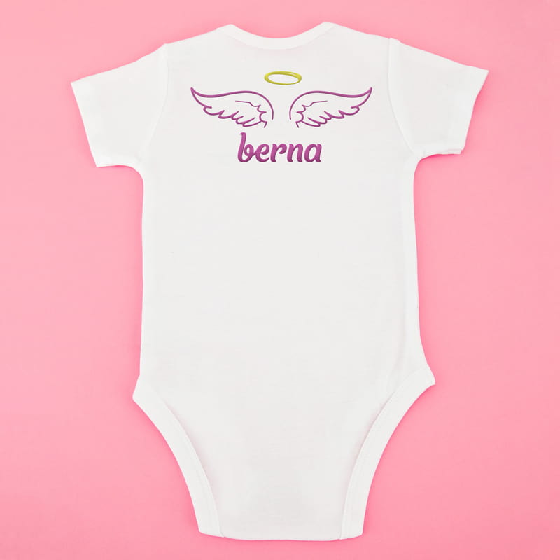 Bebek Hediyesi Melek Kanadı Tasarımlı Body - %100 Pamuklu Kumaş