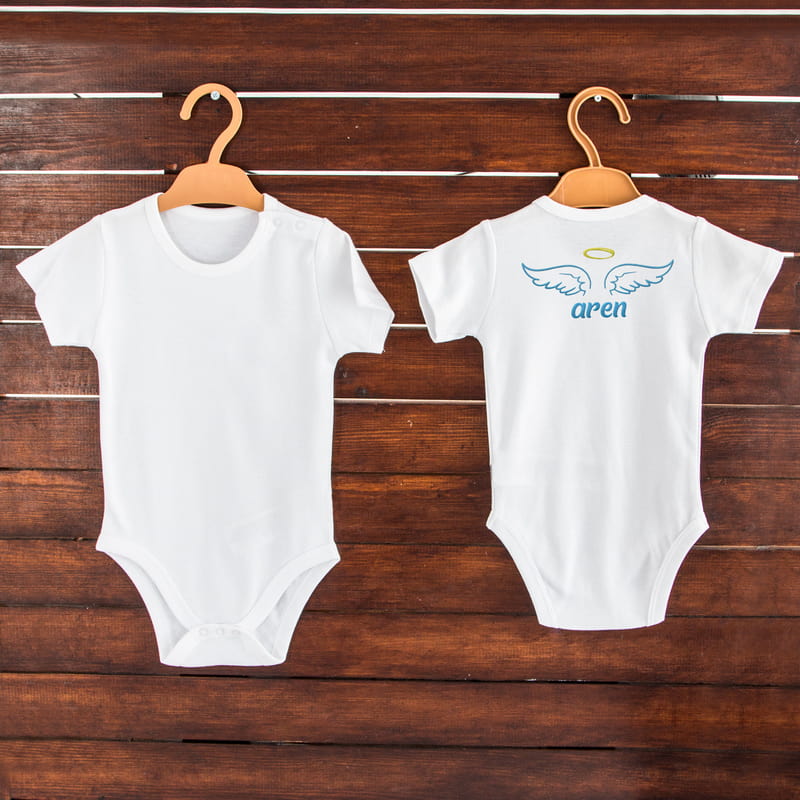 Bebek Hediyesi Melek Kanadı Tasarımlı Body - %100 Pamuklu Kumaş