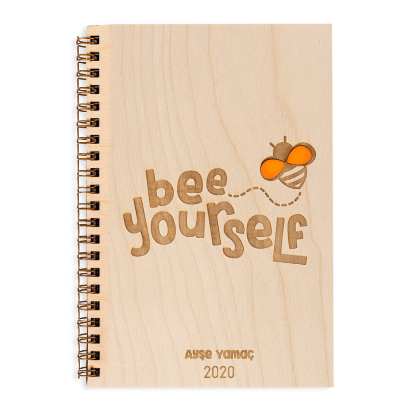 Bee Yourself Kişiye Özel Ahşap Kapaklı Defter