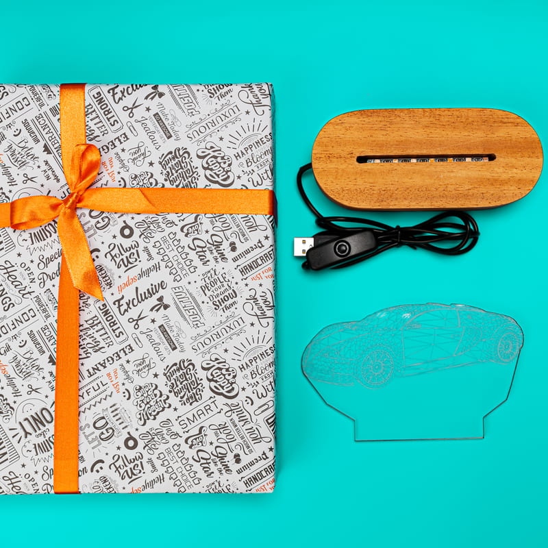 Bugatti Veyron Tasarımlı 3 Boyutlu Optik İllüzyon Gece Lambası