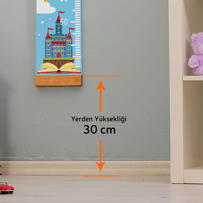 Çocuk Odası Masal Dünyası Kişiye Özel Duvar Boy Ölçme Cetveli