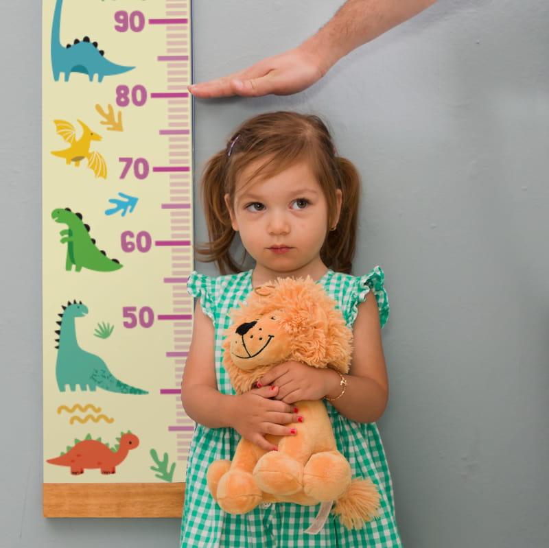 Çocuklara Doğum Günü Hediyesi Renkli Dinozorlar Duvar Cetveli