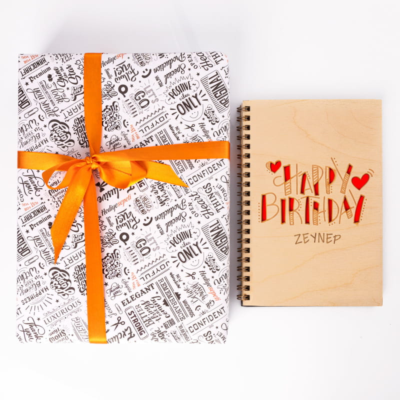 Doğum Günü Hediyesi İsim Yazılı Ahşap Kapaklı Defter
