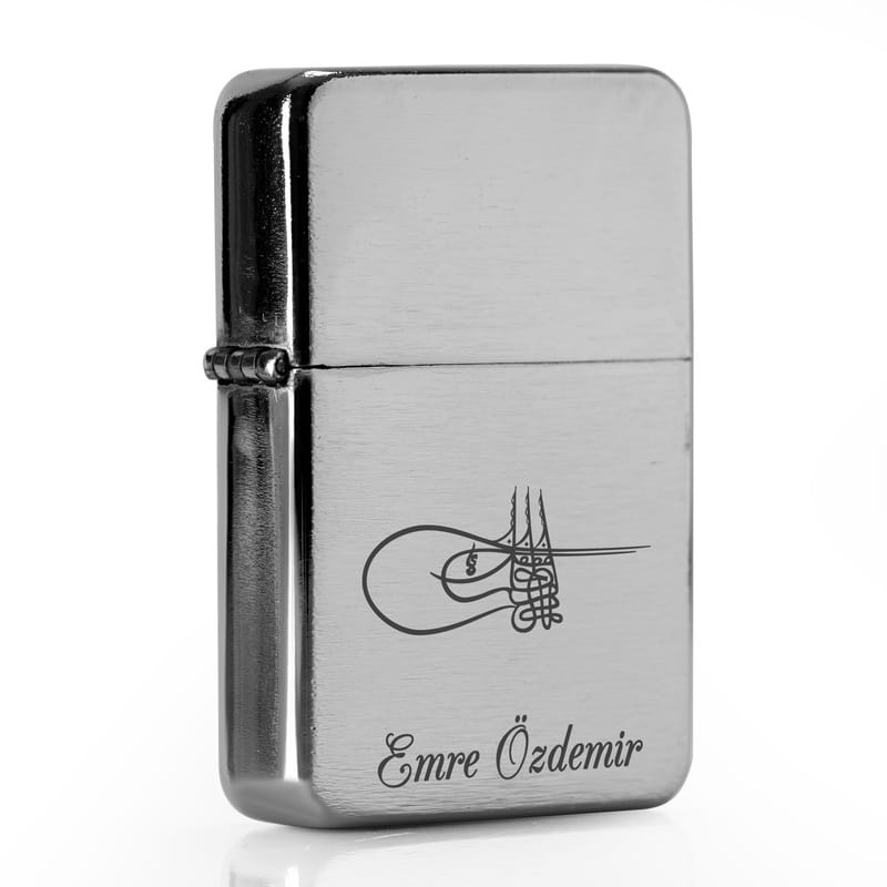 Fatih Sultan Mehmet Tuğralı Kişiye Özel Metal Çakmak Seti