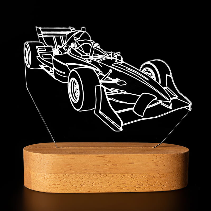 Formula 1 Yarış Arabası Tasarımlı Üç Boyutlu Led Lamba