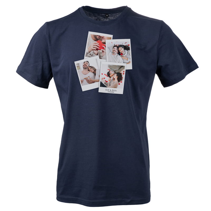 Fotoğraf Kolaj Baskılı İsimli Tişört - %100 Pamuklu Kumaş