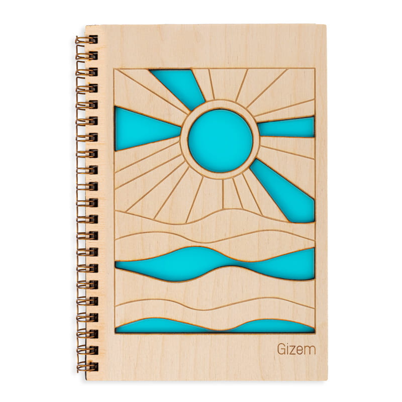 Güneşin Doğuşu Tasarımlı Özel Ahşap Kapaklı Defter