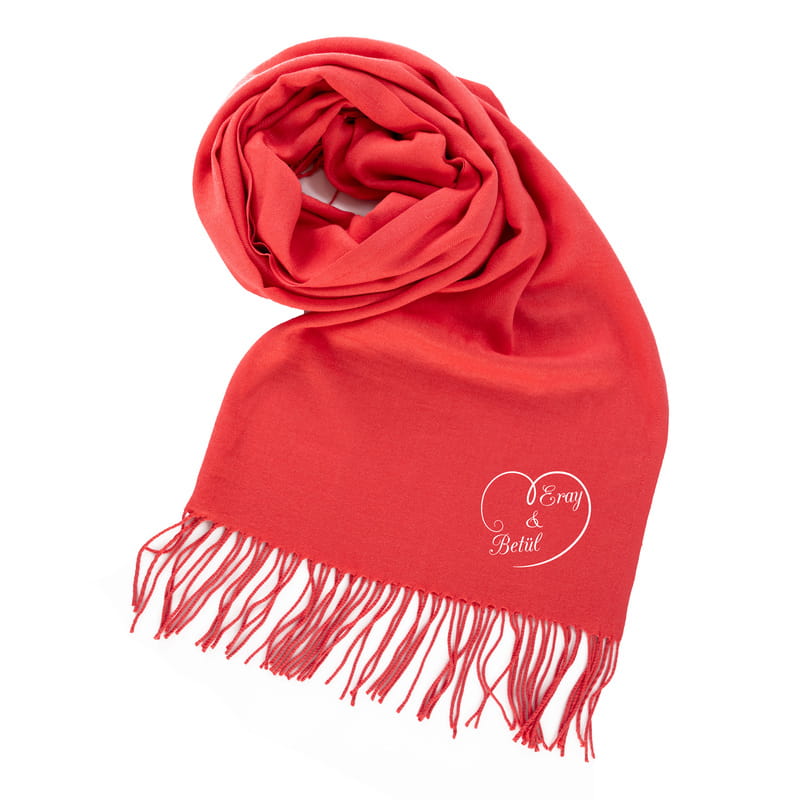 Kalp Tasarımlı Kişiye Özel Dokulu Şal