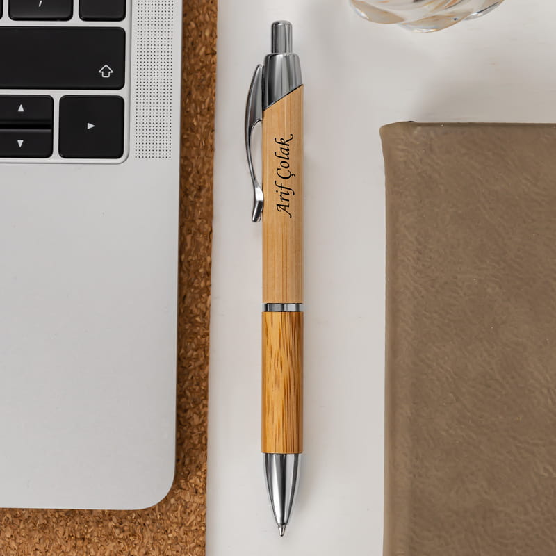 Kişiye Özel Bambu Tükenmez Kalem Hediye Sepeti