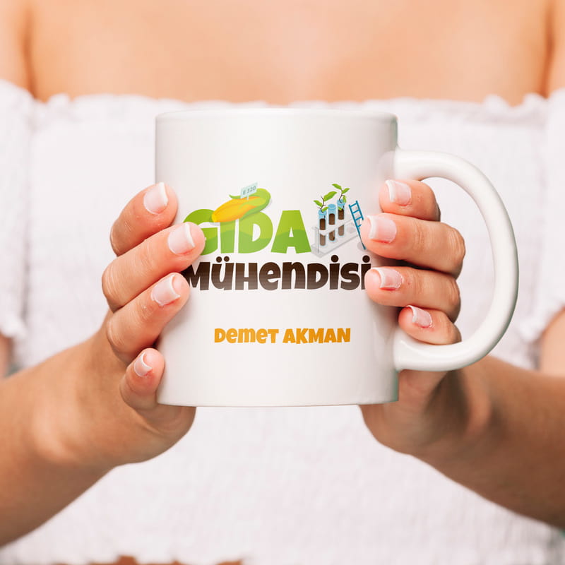 Kişiye Özel Gıda Mühendisi Tasarımlı Porselen Kupa Bardak