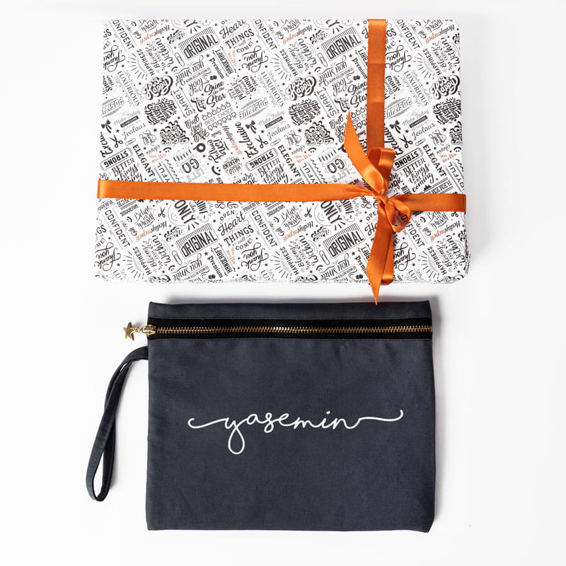 Kişiye Özel İmza Tasarımlı Kanvas Makyaj Çantası