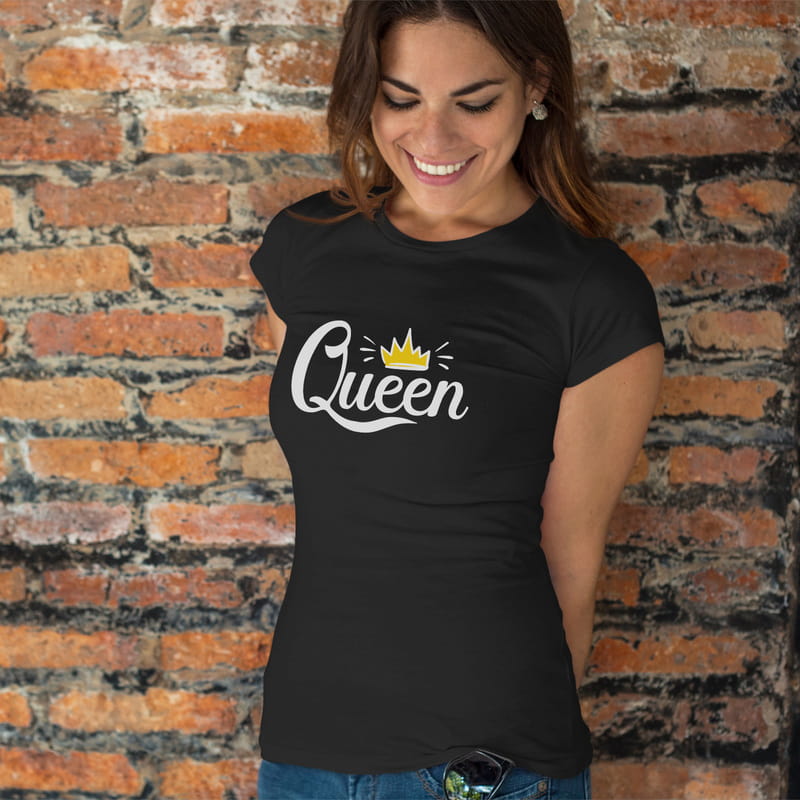 Kraliçe Anne ve Prenses Kızı Tasarımlı Anne Kız Tişört Kombini - %100 Pamuklu Kumaş