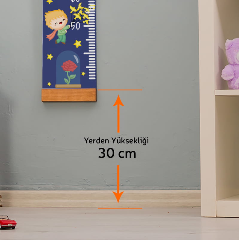 Küçük Prens Tasarımlı İsme Özel Çocuk Odası Duvar Cetveli