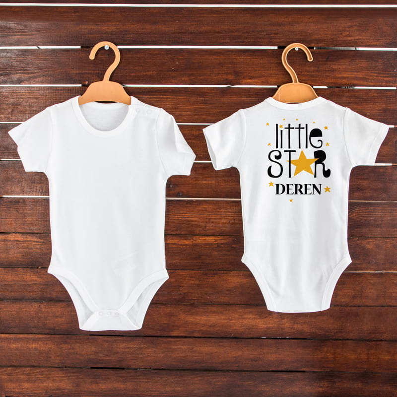 Little Star Tasarımlı İsme Özel Bebek Body - %100 Pamuklu Kumaş