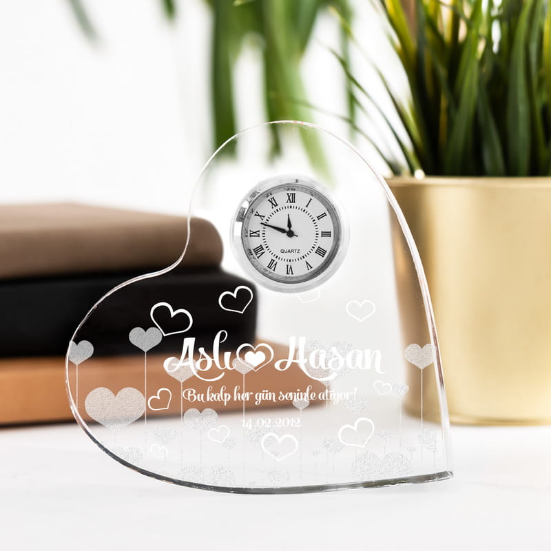 Minik Kalpler Mesajlı Kalp Saat