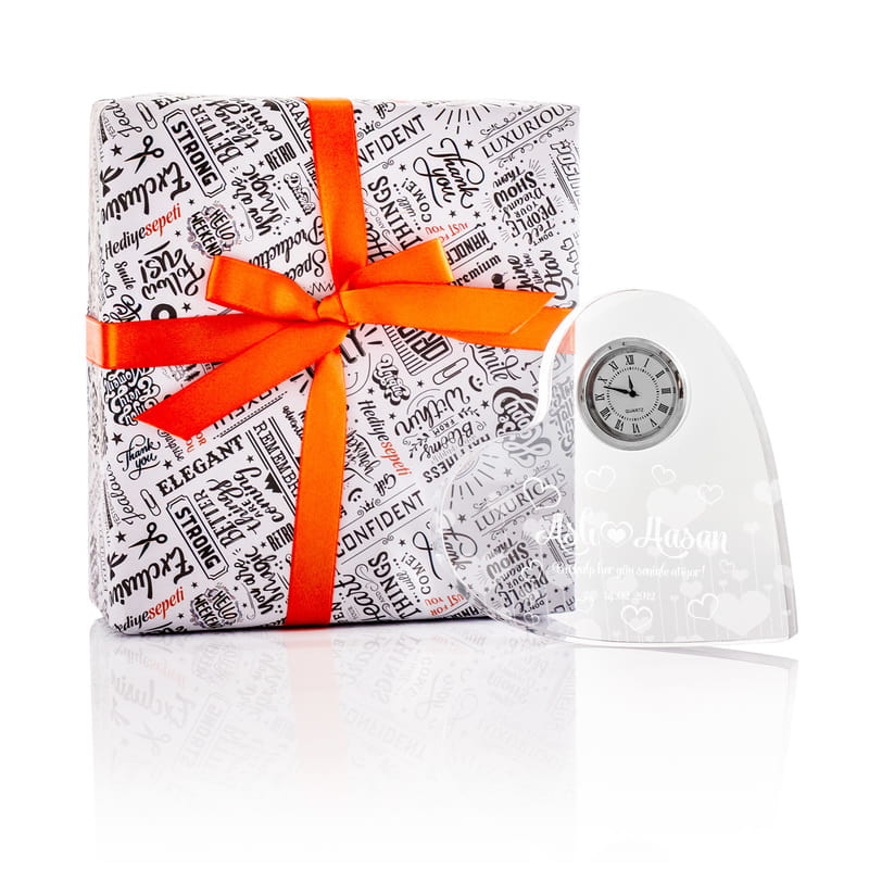 Minik Kalpler Mesajlı Kalp Saat