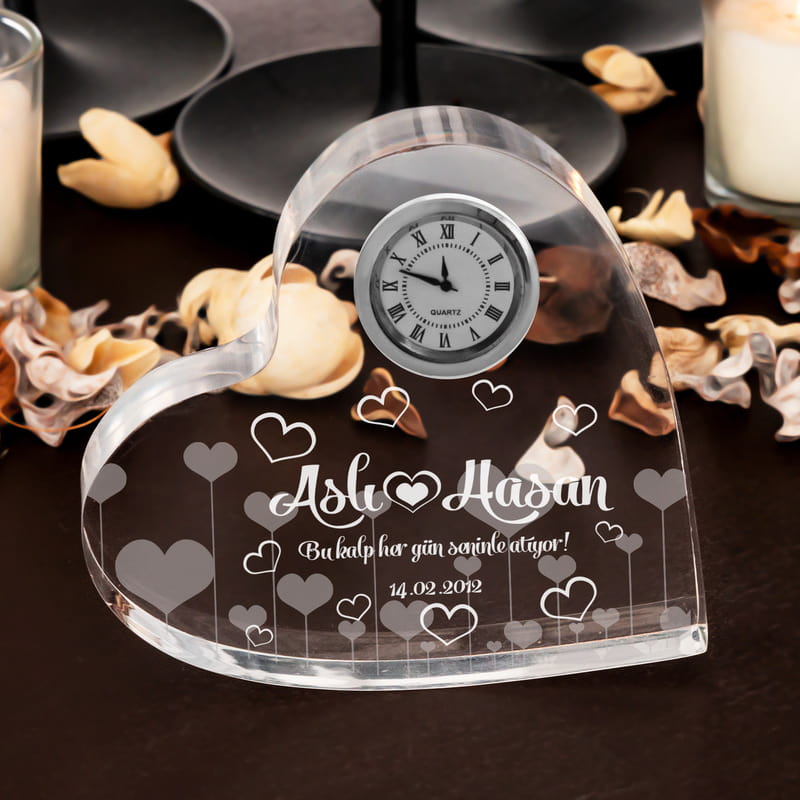 Minik Kalpler Mesajlı Kalp Saat