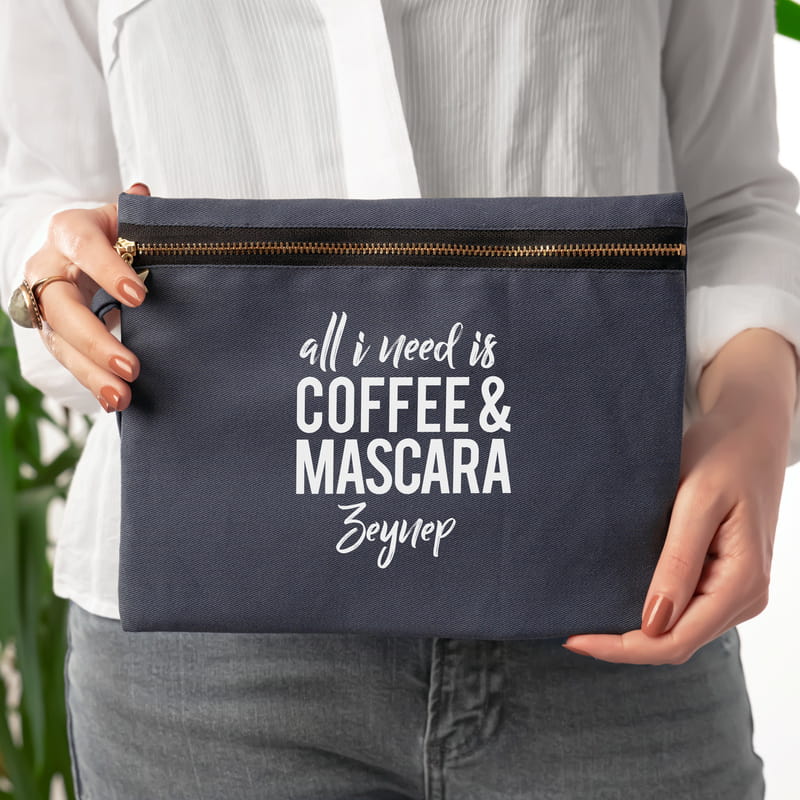 Motto Tasarımlı İsme Özel Kanvas Makyaj Çantası
