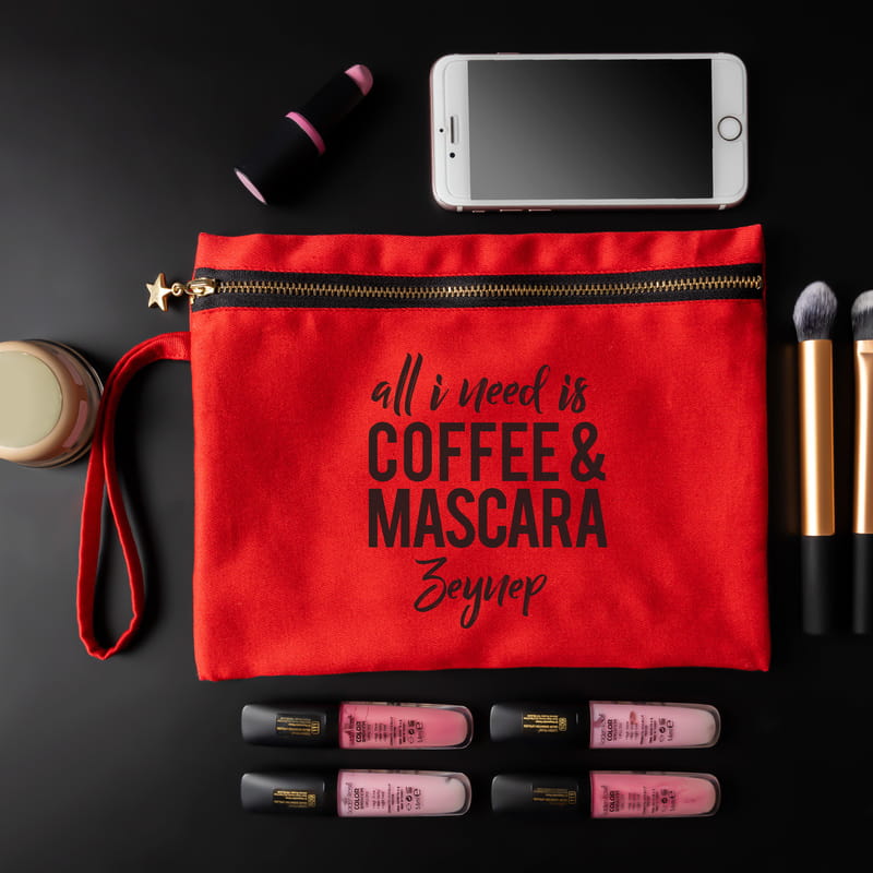 Motto Tasarımlı İsme Özel Kanvas Makyaj Çantası