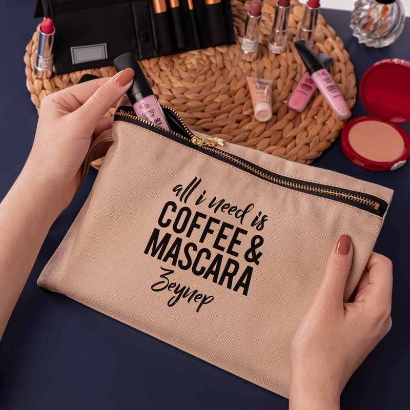 Motto Tasarımlı İsme Özel Kanvas Makyaj Çantası