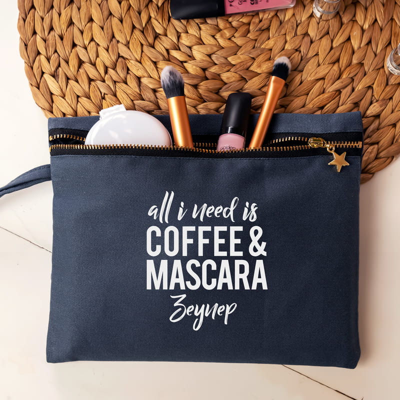 Motto Tasarımlı İsme Özel Kanvas Makyaj Çantası