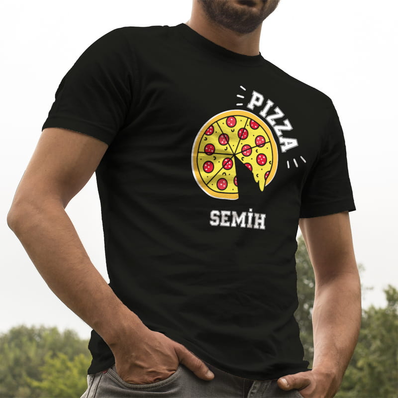 Pizza Tasarımlı Baba Tişört Bebek Zıbın Kombini - %100 Pamuklu Kumaş